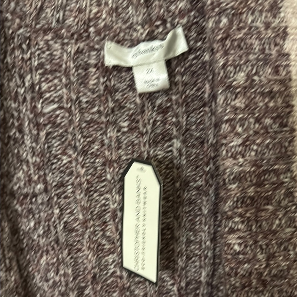 Christopher & Banks Cream and Purple Cardigan Sweater - Picture 2 of 3